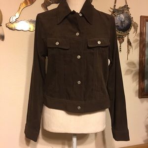 DCC brown faux suede stretch jacket M